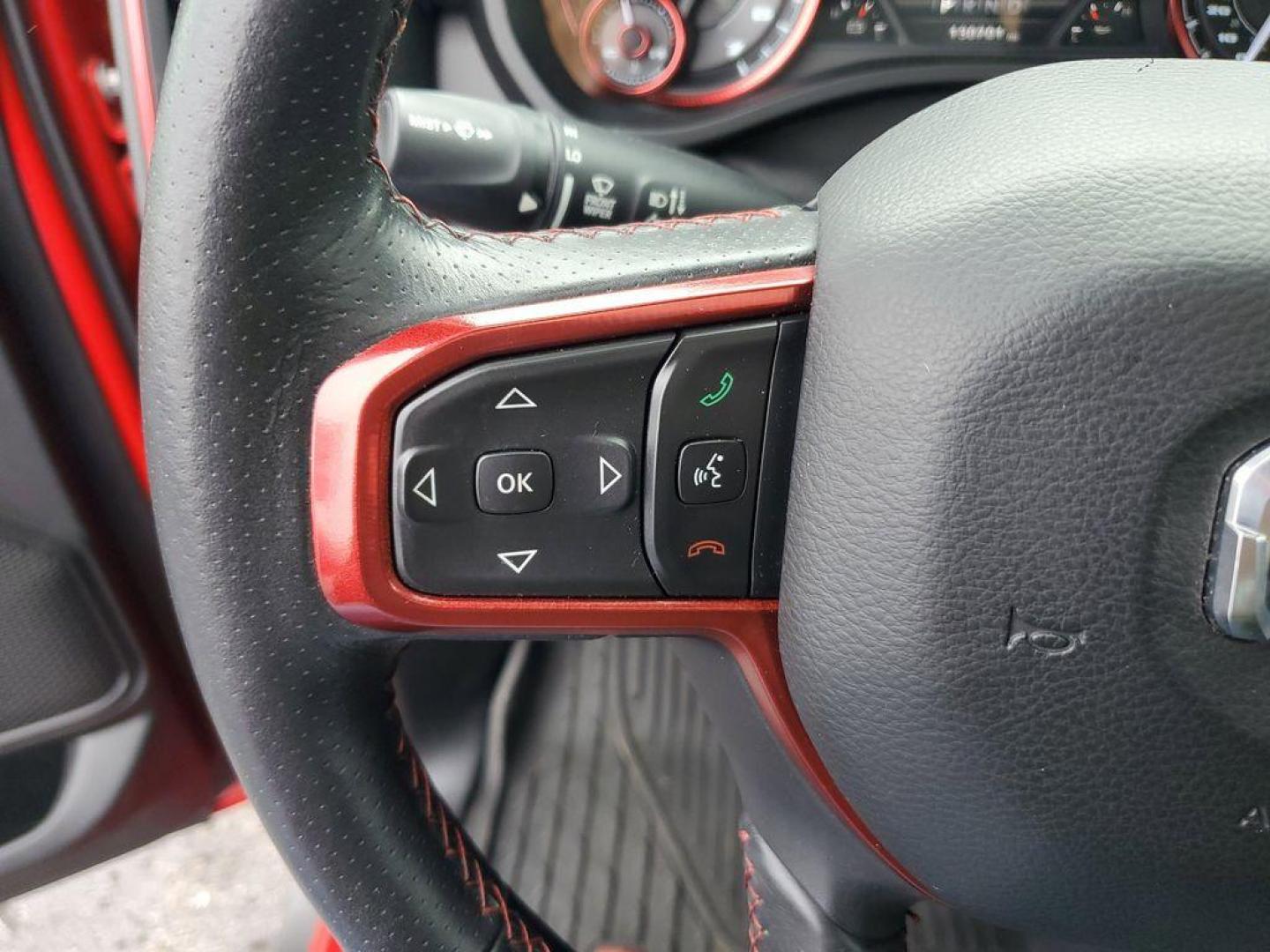 2019 Flame Red Clearcoat /Red/Black RAM 1500 Rebel Crew Cab SB 4WD (1C6SRFLT8KN) with an 5.7L V8 OHV 16V engine, 8A transmission, located at 6064 Gull Rd, Kalamazoo, MI, 49048, (269) 222-0088, 42.328388, -85.512924 - <b>Summary</b><br>Power Moonroof NAVIGATION PACKAGE<br><br><b>Vehicle Details</b><br>Discover the impressive capabilities of the 2019 Ram 1500 Rebel, a robust and reliable pickup designed to tackle any challenge with confidence. Equipped with a powerful V8, 5.7L engine, this 4WD powerhouse delivers - Photo#20
