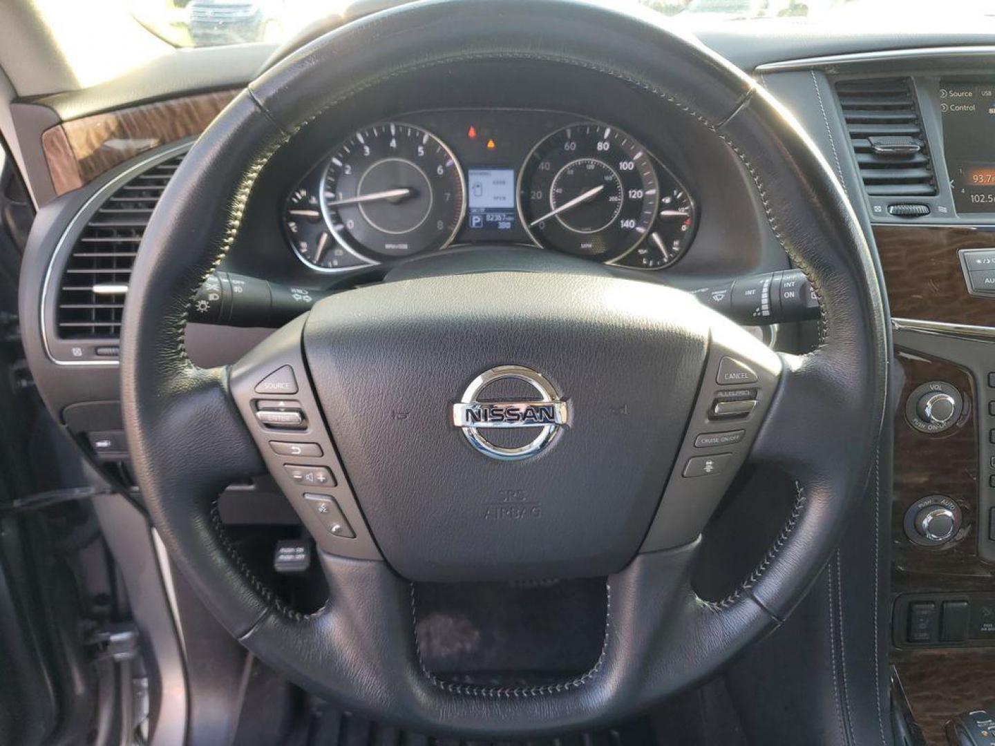 2020 Gun Metallic /BLACK Nissan Armada SL AWD (JN8AY2NC8LX) with an 5.6L V8 DOHC 32V engine, 7A transmission, located at 6064 Gull Rd, Kalamazoo, MI, 49048, (269) 222-0088, 42.328388, -85.512924 - Discover the power and versatility of the 2020 Nissan Armada, now available at an unbeatable price. This exceptional full-size SUV is equipped with a robust 4WD system and a commanding V8, 5.6L engine, delivering impressive performance both on and off the road. Whether you're navigating city streets - Photo#19