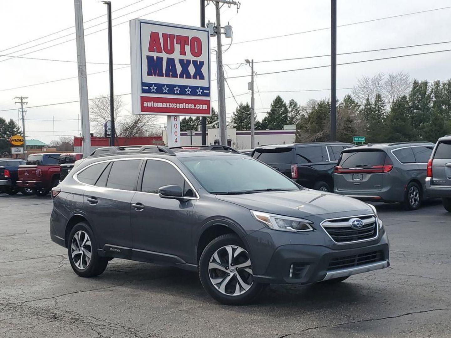 2020 Magnetite Gray Metallic /Slate Black Subaru Outback Limited XT (4S4BTGND2L3) with an 2.4L H4 DOHC 16V TURBO engine, CVT transmission, located at 6064 Gull Rd, Kalamazoo, MI, 49048, (269) 222-0088, 42.328388, -85.512924 - <b>Vehicle Details</b><br>Introducing the 2020 Subaru Outback Limited XT, a versatile and refined choice for those seeking adventure with a touch of luxury. This remarkable SUV effortlessly combines performance, comfort, and cutting-edge technology, making it an excellent option for both city drivin - Photo#0