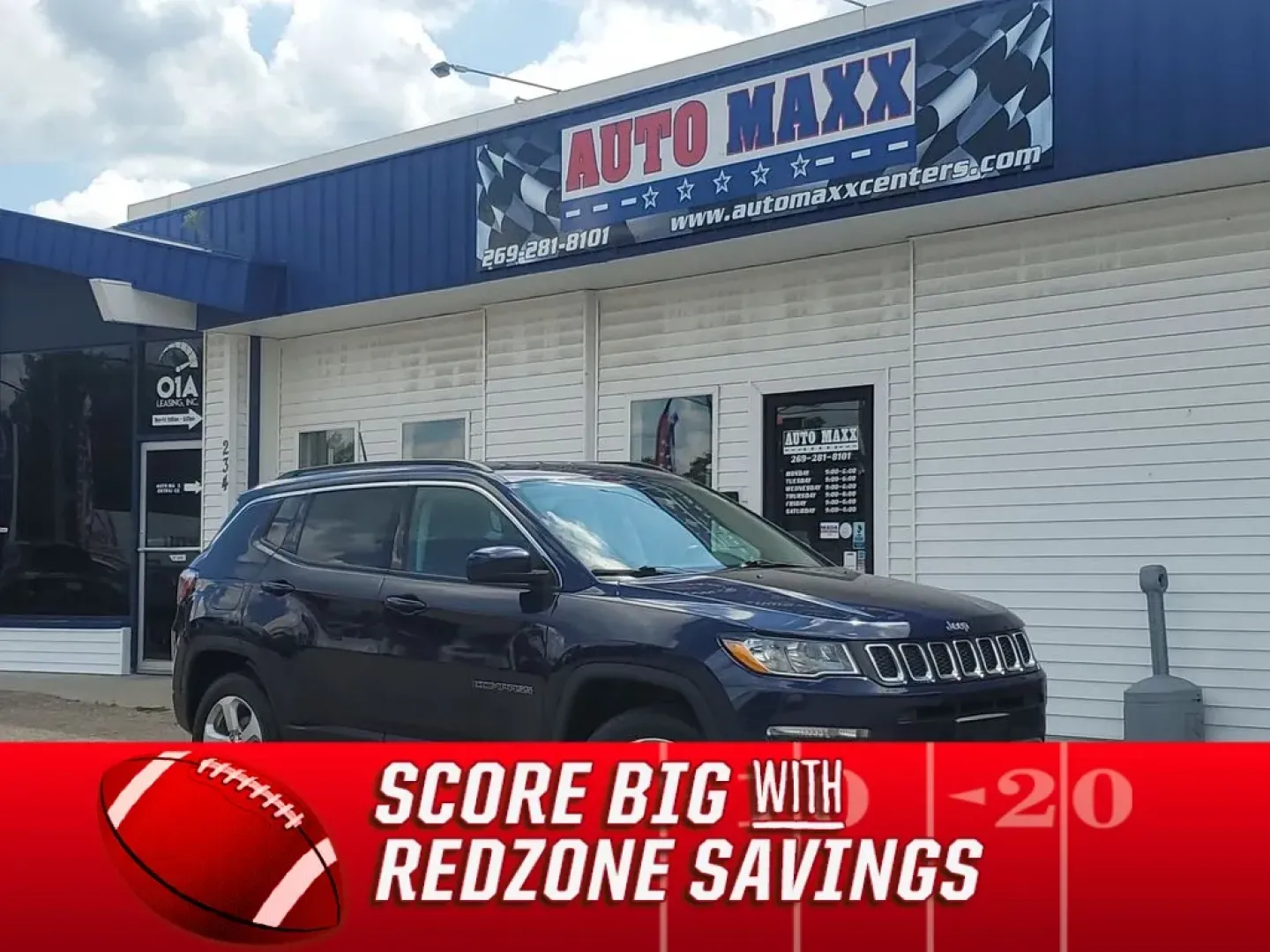2018 Jazz Blue Pearlcoat /Black Jeep Compass Latitude (3C4NJDBB4JT) with an 4 Cyl, 2.4L engine, 9-speed automatic transmission, located at 6064 Gull Rd, Kalamazoo, MI, 49048, (269) 222-0088, 42.328388, -85.512924 - **Adventure Awaits with the 2018 Jeep Compass Sport 4WD!**<br /> <br /> Are you ready to elevate your lifestyle with the perfect blend of style, comfort, and rugged capability? Look no further! Here at AutoMaxx - Battle Creek, located at 234 Columbia Ave, Battle Creek, MI 49015, we have an incredibl - Photo#0