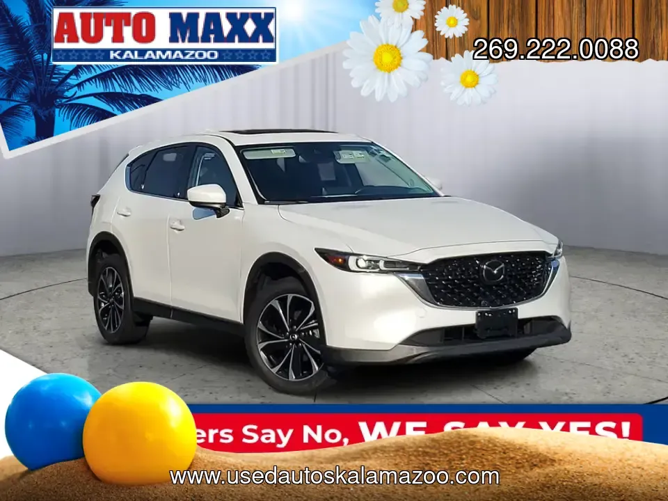 2023 Rhodium White Metallic /BLACK Mazda CX-5 2.5 S Premium Package (JM3KFBDM2P0) with an 4 Cyl, 2.5L engine, 6-speed automatic transmission, located at 6064 Gull Rd, Kalamazoo, MI, 49048, (269) 222-0088, 42.328388, -85.512924 - Pack up the family for a Lake Michigan day trip, tackle snowy I94 commutes with confidence, or plan a weekend getaway to South Haven-this 2023 Mazda CX5 2.5 S Premium Package AWD is built for real-life Michigan driving with comfort, traction, and tech that fits a busy lifestyle. If you've been searc- Photo#0