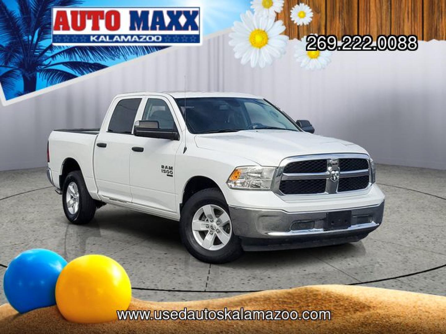 2023 Bright White Clearcoat /Diesel Gray/Black Ram 1500 Classic SLT (1C6RR7LG0PS) with an 3.6L V6 24V VVT engine, Automatic transmission, located at 6064 Gull Rd, Kalamazoo, MI, 49048, (269) 222-0088, 42.328388, -85.512924- Photo#0