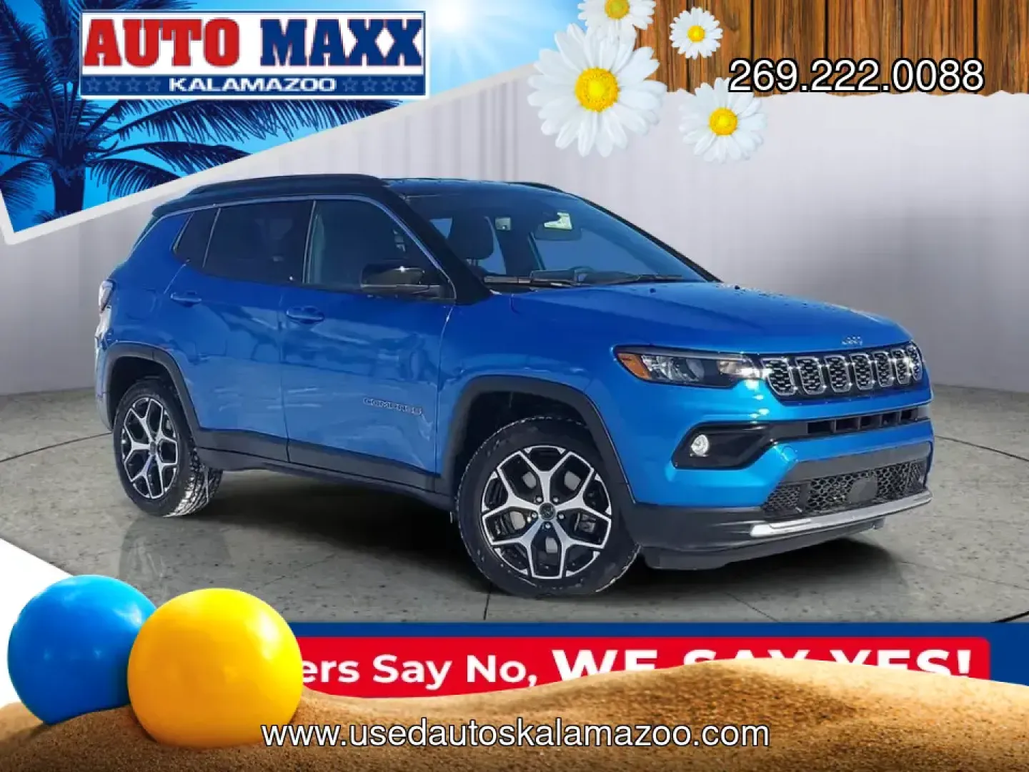 2025 /Black Jeep Compass Limited (3C4NJDCNXST) with an 4 Cyl, 2.0L engine, 8-speed automatic transmission, located at 6064 Gull Rd, Kalamazoo, MI, 49048, (269) 222-0088, 42.328388, -85.512924 - Pack up for a Lake Michigan weekend, tackle snowy I-94 commutes, or run the daily school-and-groceries loop around Kalamazoo-this 2025 Jeep Compass Limited 4WD is built for real-life Michigan driving with the comfort and tech that makes every mile feel easier. With its eye-catching Hydro Blue Pearlc- Photo#0