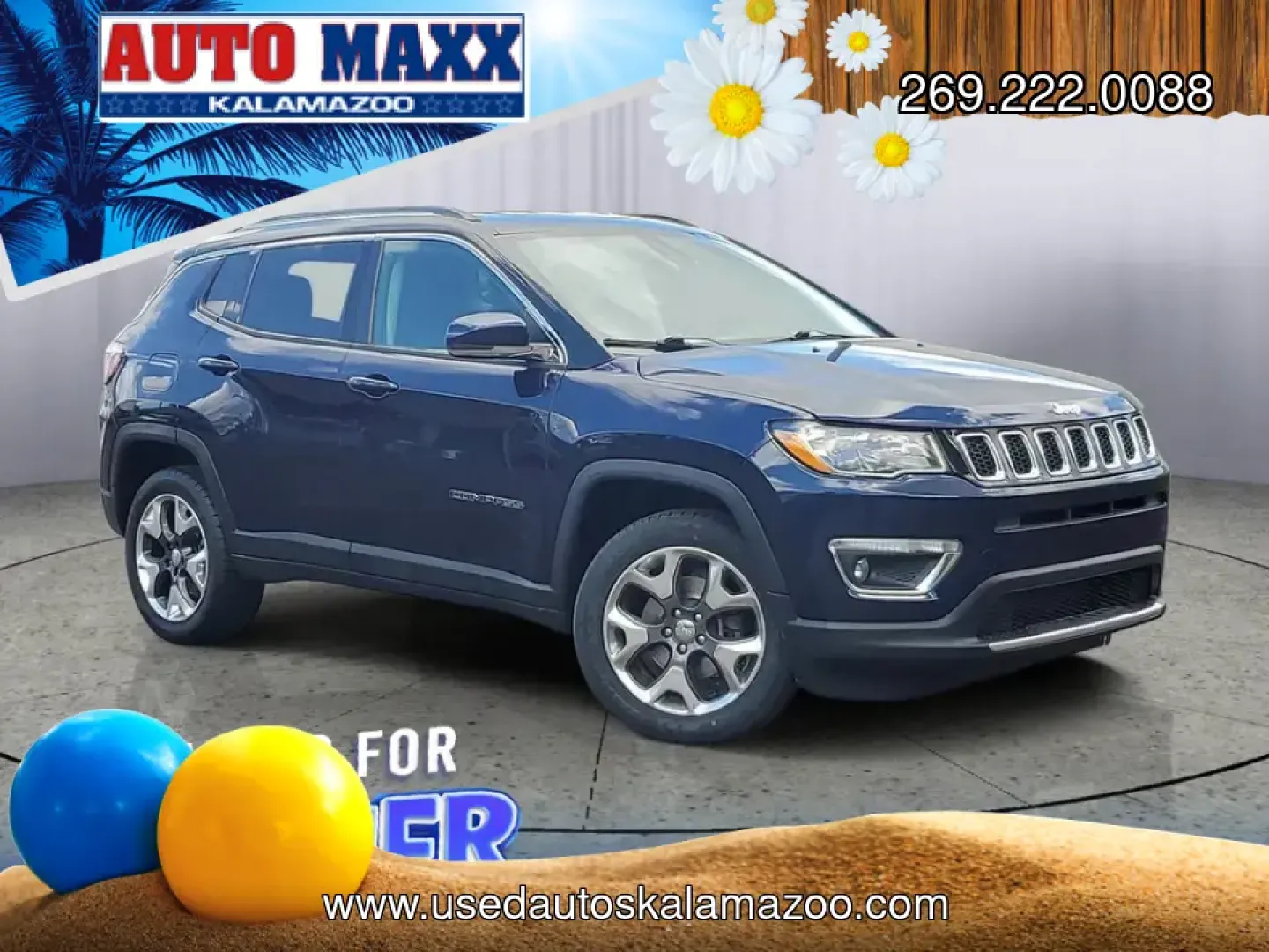2019 /Black Jeep Compass Limited (3C4NJDCB1KT) with an 4 Cyl, 2.4L engine, 9-speed automatic transmission, located at 6064 Gull Rd, Kalamazoo, MI, 49048, (269) 222-0088, 42.328388, -85.512924 - Whether your weekends include a quick escape to the lakes, a snowy commute across town, or packing up for a family road trip, this 2019 Jeep Compass Limited 4WD is built for the Kalamazoo lifestyle-comfortable for everyday errands and confident when Michigan weather turns unpredictable. Finished in- Photo#0