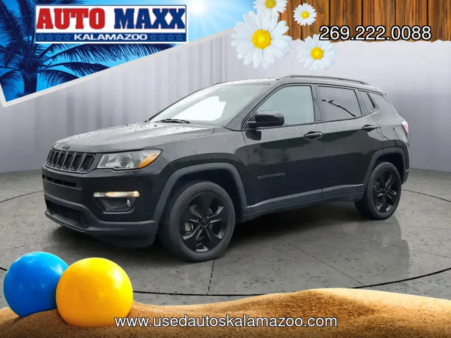 2019 /Black Jeep Compass Altitude (3C4NJDBB2KT) with an 4 Cyl, 2.4L engine, 9-speed automatic transmission, located at 6064 Gull Rd, Kalamazoo, MI, 49048, (269) 222-0088, 42.328388, -85.512924 - Picture your next Michigan weekend: packing up for a fall color drive to Gull Lake, heading out before sunrise for a hike at Kalamazoo Nature Center, or confidently commuting through lake-effect snow on I-94. This 2019 Jeep Compass Altitude 4WD is built for real life in Kalamazoo-comfortable for dai - Photo#1