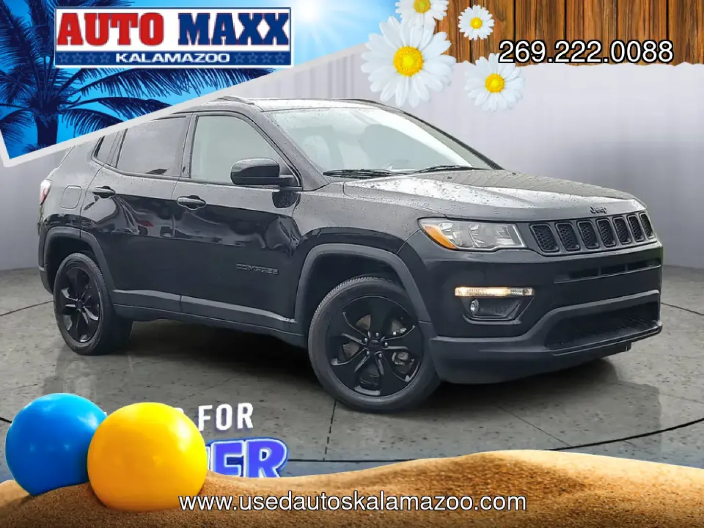2019 /Black Jeep Compass Altitude (3C4NJDBB2KT) with an 4 Cyl, 2.4L engine, 9-speed automatic transmission, located at 6064 Gull Rd, Kalamazoo, MI, 49048, (269) 222-0088, 42.328388, -85.512924 - Picture your next Michigan weekend: packing up for a fall color drive to Gull Lake, heading out before sunrise for a hike at Kalamazoo Nature Center, or confidently commuting through lake-effect snow on I-94. This 2019 Jeep Compass Altitude 4WD is built for real life in Kalamazoo-comfortable for dai- Photo#0
