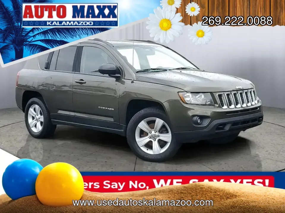 2015 /Dark Slate Gray Jeep Compass Sport (1C4NJDBB8FD) with an 4 Cyl, 2.4L engine, 5-speed manual transmission, located at 6064 Gull Rd, Kalamazoo, MI, 49048, (269) 222-0088, 42.328388, -85.512924 - Weekend trailheads, snowy commutes, and spontaneous road trips up to Lake Michigan all get easier when you've got a compact SUV that's ready for real life. This **2015 Jeep Compass Sport 4WD** is built for drivers who want everyday practicality with the confidence to handle Michigan weather-whether - Photo#0