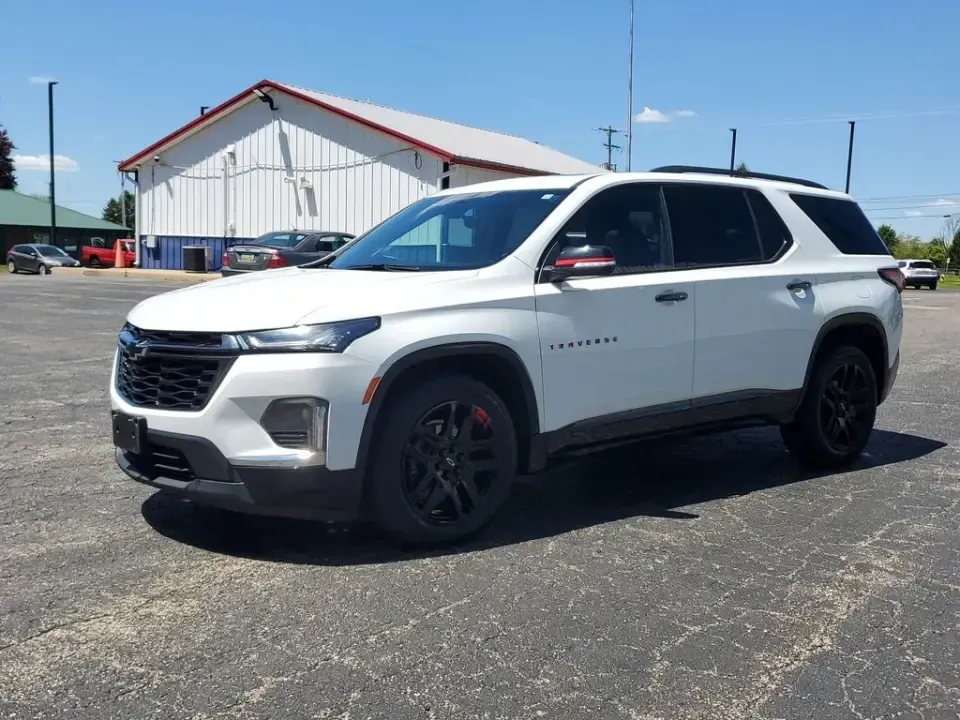 2023 /Jet Black Chevrolet Traverse Premier (1GNEVKKW3PJ) with an V6, 3.6L engine, 9-speed automatic transmission, located at 6064 Gull Rd, Kalamazoo, MI, 49048, (269) 222-0088, 42.328388, -85.512924 - Road-trip families, everyday commuters, and weekend adventurers-this 2023 Chevrolet Traverse Premier AWD is built for the kind of life that doesn't slow down. With three rows, confident all-weather capability, and the upscale comfort you want on long drives up I-94 or quick errands across Kalamazoo, - Photo#1