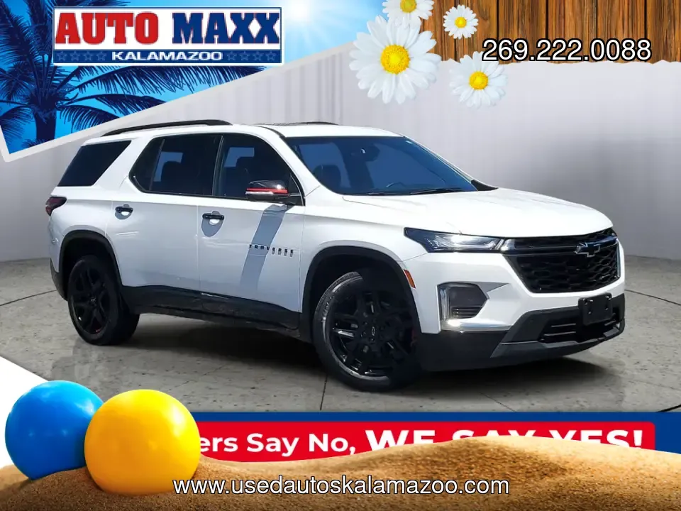 2023 Summit White /Black Chevrolet Traverse Premier (1GNEVKKW3PJ) with an 3.6L V6 SIDI VVT engine, Automatic transmission, located at 6064 Gull Rd, Kalamazoo, MI, 49048, (269) 222-0088, 42.328388, -85.512924- Photo#31