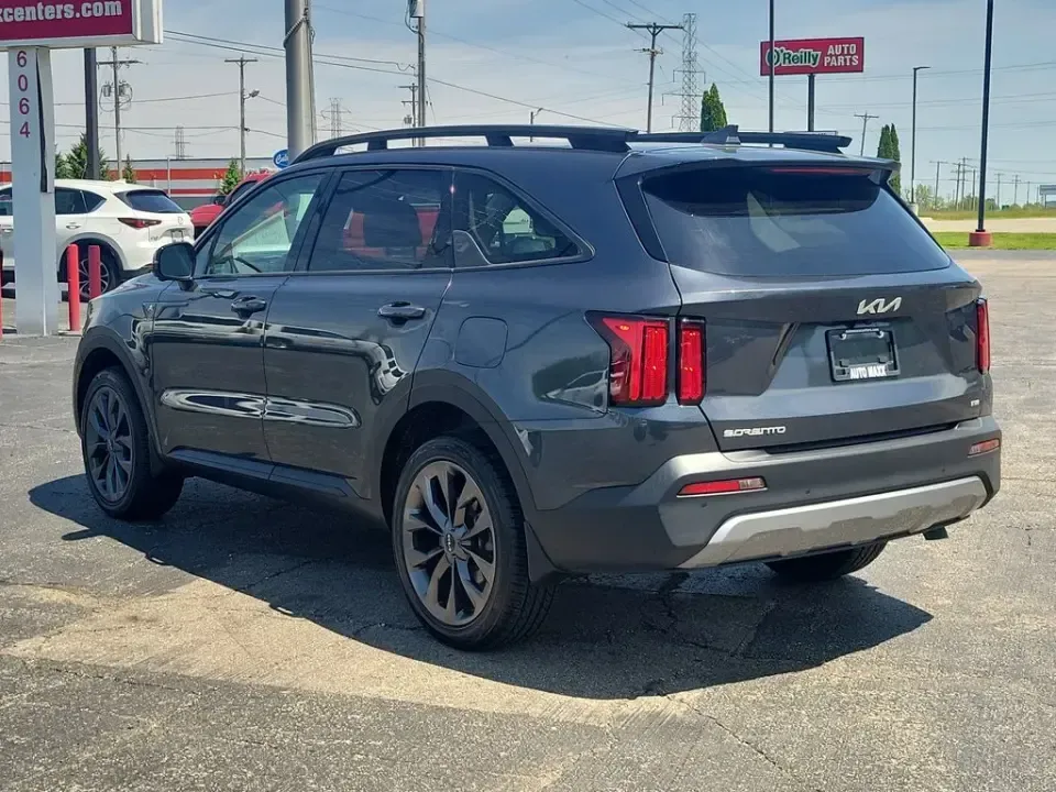 2023 /Black Kia Sorento X-Line SX Prestige (5XYRKDLF3PG) with an 4 Cyl, 2.5L engine, 8-speed auto-shift manual transmission, located at 6064 Gull Rd, Kalamazoo, MI, 49048, (269) 222-0088, 42.328388, -85.512924 - For families juggling school drop-offs, long commutes up and down I-94, and weekend escapes to Lake Michigan, this 2023 Kia Sorento X-Line SX Prestige AWD is built to keep life moving in comfort and confidence. With three-row flexibility, upscale tech, and all-weather capability, it's an easy fit fo - Photo#2