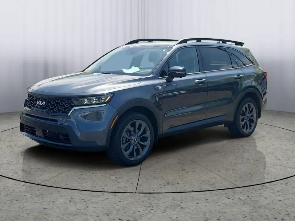 2023 Grey /Black Kia Sorento X-Line SX Prestige (5XYRKDLF3PG) with an 2.5L I4 DGI Turbocharged DOHC 16V LEV3-ULEV70 281hp engine, Automatic transmission, located at 6064 Gull Rd, Kalamazoo, MI, 49048, (269) 222-0088, 42.328388, -85.512924- Photo#2
