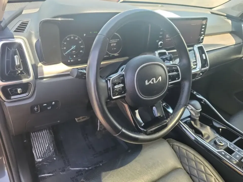 2023 Grey /Black Kia Sorento X-Line SX Prestige (5XYRKDLF3PG) with an 2.5L I4 DGI Turbocharged DOHC 16V LEV3-ULEV70 281hp engine, Automatic transmission, located at 6064 Gull Rd, Kalamazoo, MI, 49048, (269) 222-0088, 42.328388, -85.512924- Photo#28