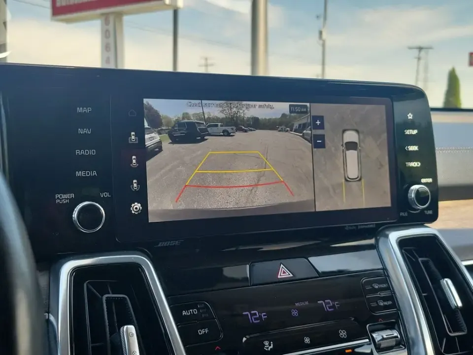 2023 Grey /Black Kia Sorento X-Line SX Prestige (5XYRKDLF3PG) with an 2.5L I4 DGI Turbocharged DOHC 16V LEV3-ULEV70 281hp engine, Automatic transmission, located at 6064 Gull Rd, Kalamazoo, MI, 49048, (269) 222-0088, 42.328388, -85.512924- Photo#44