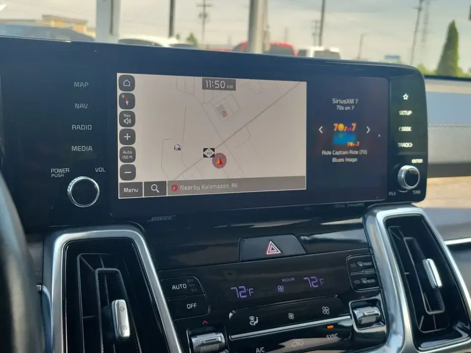 2023 Grey /Black Kia Sorento X-Line SX Prestige (5XYRKDLF3PG) with an 2.5L I4 DGI Turbocharged DOHC 16V LEV3-ULEV70 281hp engine, Automatic transmission, located at 6064 Gull Rd, Kalamazoo, MI, 49048, (269) 222-0088, 42.328388, -85.512924- Photo#46