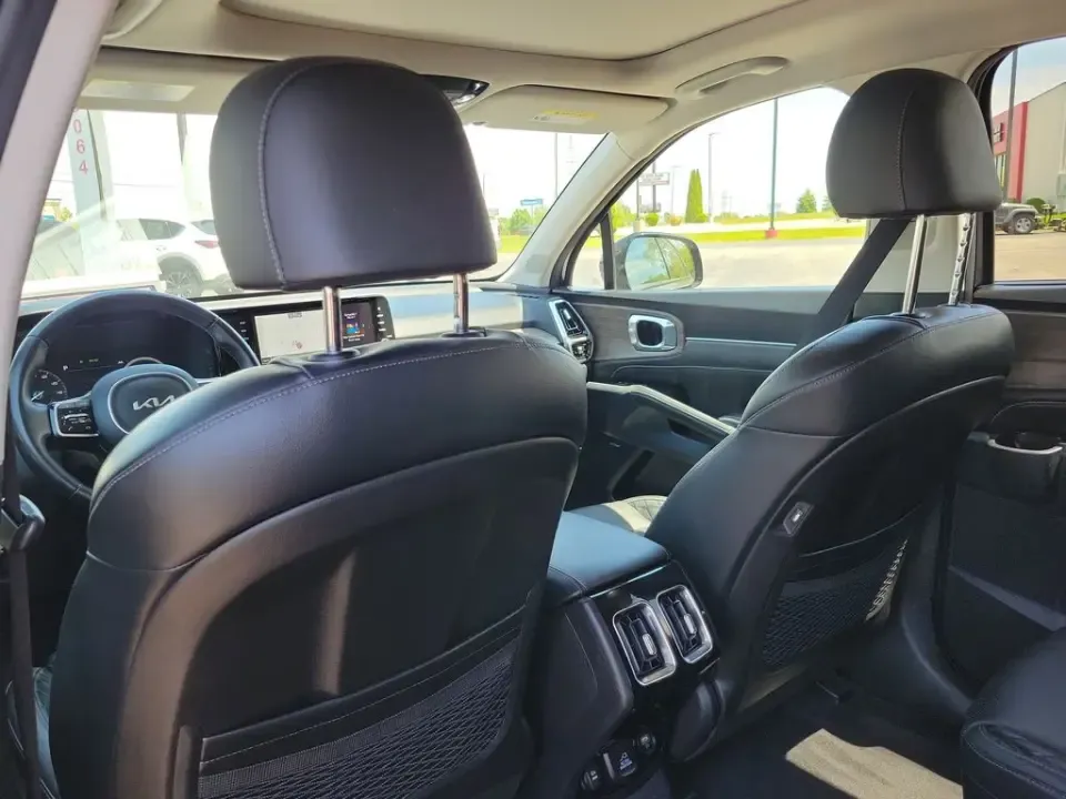 2023 Grey /Black Kia Sorento X-Line SX Prestige (5XYRKDLF3PG) with an 2.5L I4 DGI Turbocharged DOHC 16V LEV3-ULEV70 281hp engine, Automatic transmission, located at 6064 Gull Rd, Kalamazoo, MI, 49048, (269) 222-0088, 42.328388, -85.512924- Photo#58
