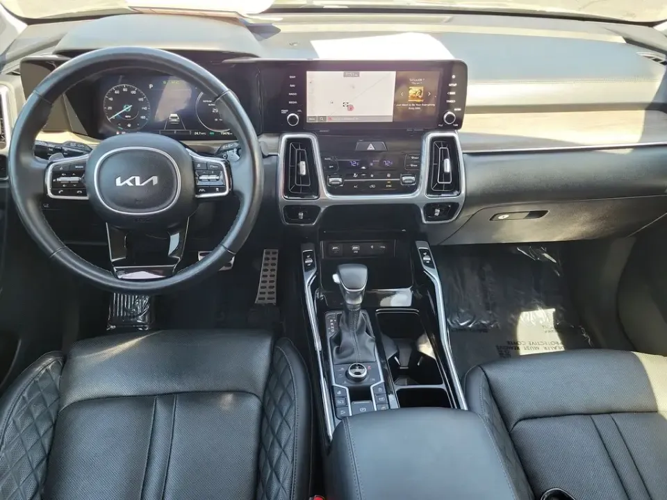 2023 Grey /Black Kia Sorento X-Line SX Prestige (5XYRKDLF3PG) with an 2.5L I4 DGI Turbocharged DOHC 16V LEV3-ULEV70 281hp engine, Automatic transmission, located at 6064 Gull Rd, Kalamazoo, MI, 49048, (269) 222-0088, 42.328388, -85.512924- Photo#62