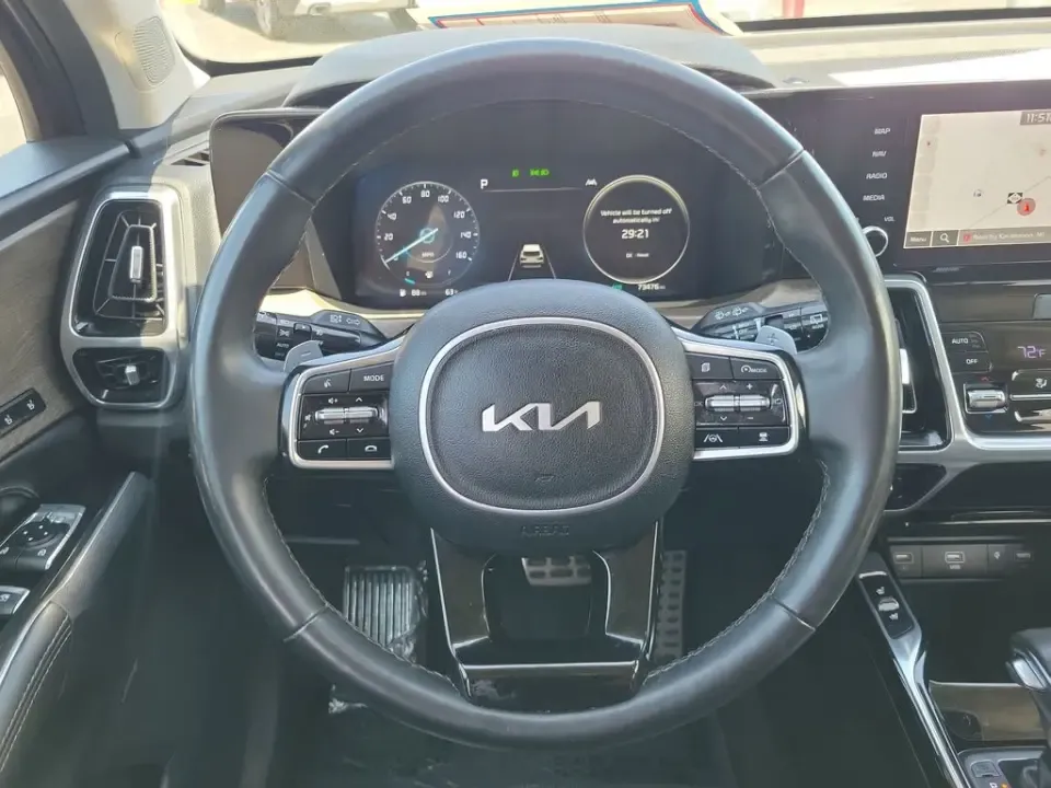 2023 Grey /Black Kia Sorento X-Line SX Prestige (5XYRKDLF3PG) with an 2.5L I4 DGI Turbocharged DOHC 16V LEV3-ULEV70 281hp engine, Automatic transmission, located at 6064 Gull Rd, Kalamazoo, MI, 49048, (269) 222-0088, 42.328388, -85.512924- Photo#64