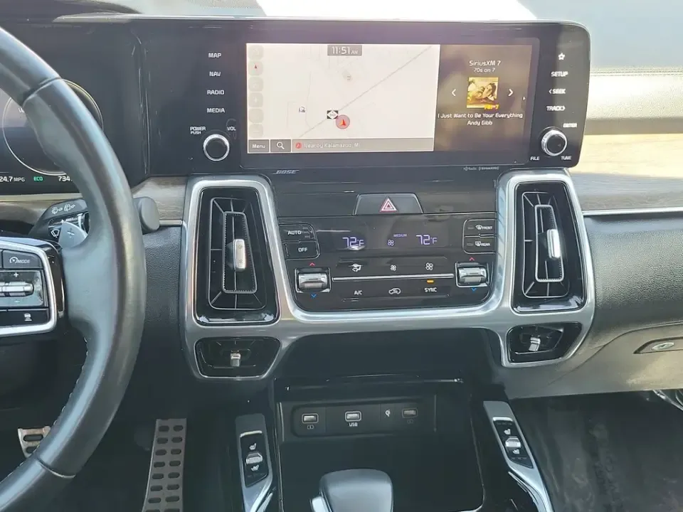 2023 Grey /Black Kia Sorento X-Line SX Prestige (5XYRKDLF3PG) with an 2.5L I4 DGI Turbocharged DOHC 16V LEV3-ULEV70 281hp engine, Automatic transmission, located at 6064 Gull Rd, Kalamazoo, MI, 49048, (269) 222-0088, 42.328388, -85.512924- Photo#66