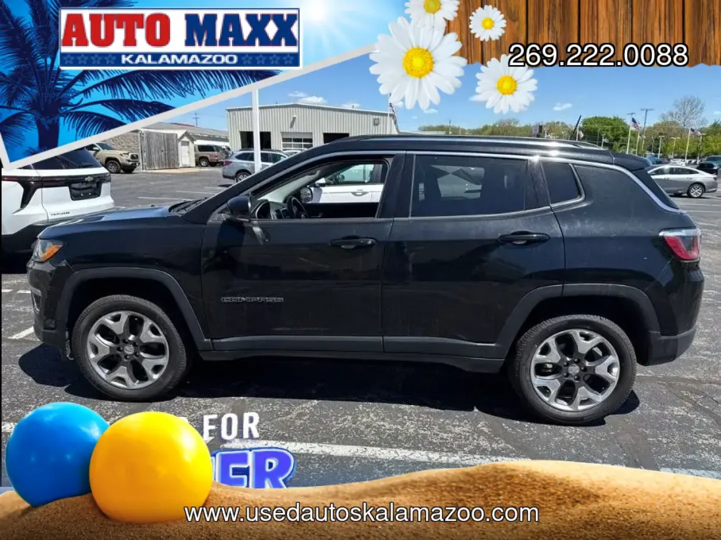 2020 /Black Jeep Compass Limited (3C4NJDCB0LT) with an 4 Cyl, 2.4L engine, 9-speed automatic transmission, located at 6064 Gull Rd, Kalamazoo, MI, 49048, (269) 222-0088, 42.328388, -85.512924 - Whether you're planning weekend getaways to Lake Michigan, daily commutes across town, or winter road trips when Southwest Michigan weather turns unpredictable, this 2020 Jeep Compass Limited 4WD is built for a lifestyle that doesn't slow down. With a confident stance, premium comfort, and Jeep Acti- Photo#0