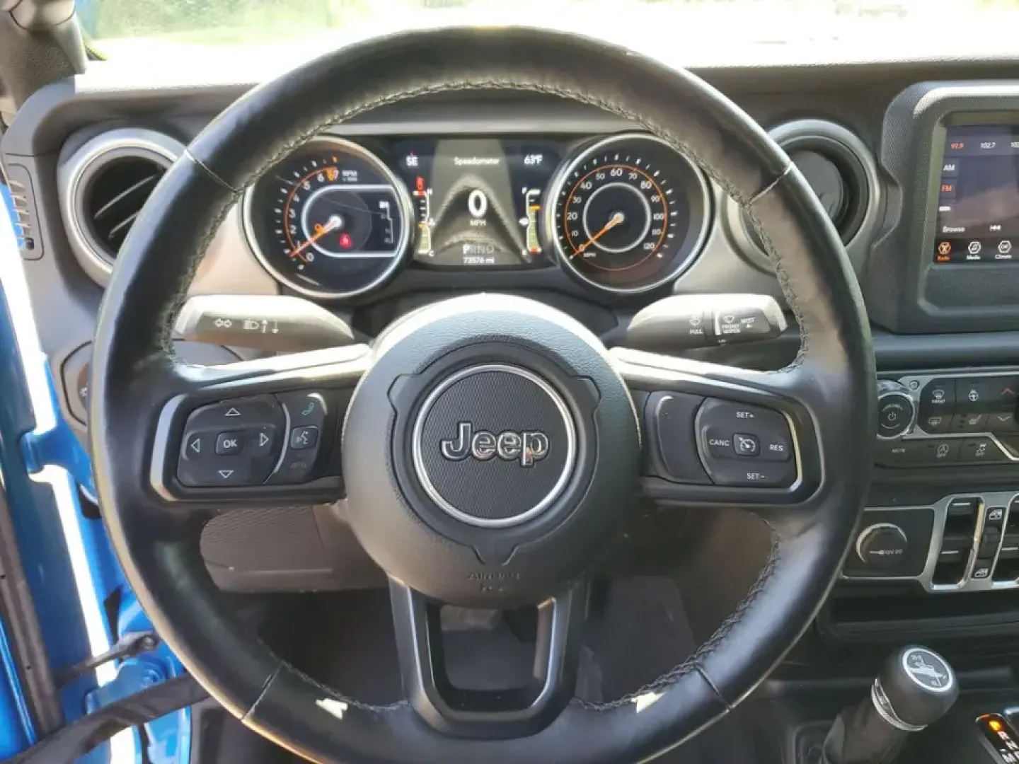2021 Blue Pearl /Black Jeep Gladiator Sport (1C6HJTAG4ML) with an 3.6L V6 24V VVT engine, Automatic transmission, located at 6064 Gull Rd, Kalamazoo, MI, 49048, (269) 222-0088, 42.328388, -85.512924- Photo#28