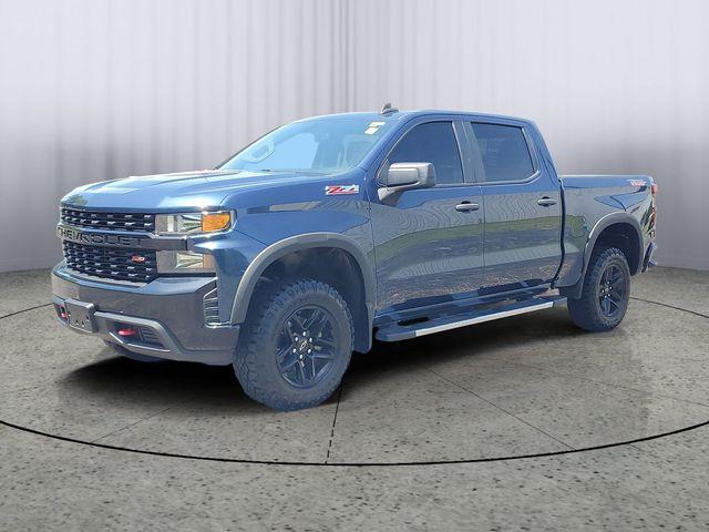 2021 Northsky Blue Metallic /BLACK Chevrolet Silverado 1500 Custom Trail Boss (1GCPYCEF8MZ) with an EcoTec3 5.3L V8 engine, Automatic transmission, located at 6064 Gull Rd, Kalamazoo, MI, 49048, (269) 222-0088, 42.328388, -85.512924- Photo#1